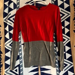 Red and grey sweater